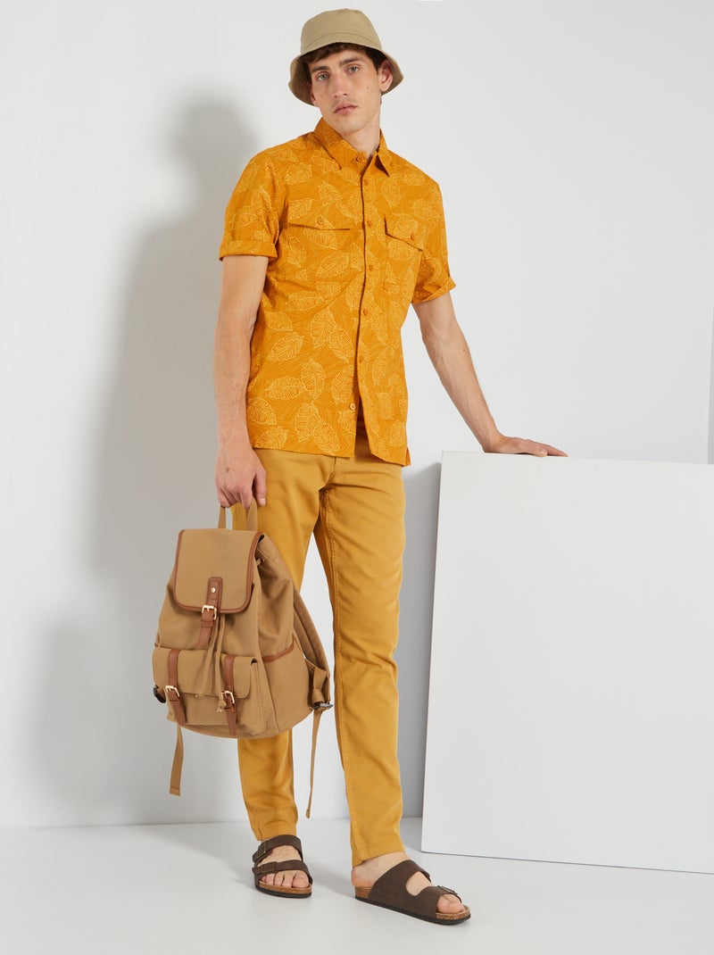 Camisa regular em popelina AMARELO - Kiabi
