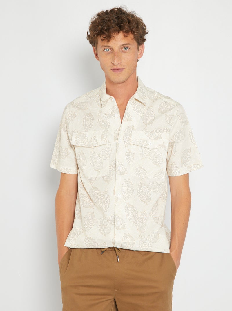 Camisa regular em popelina BRANCO - Kiabi
