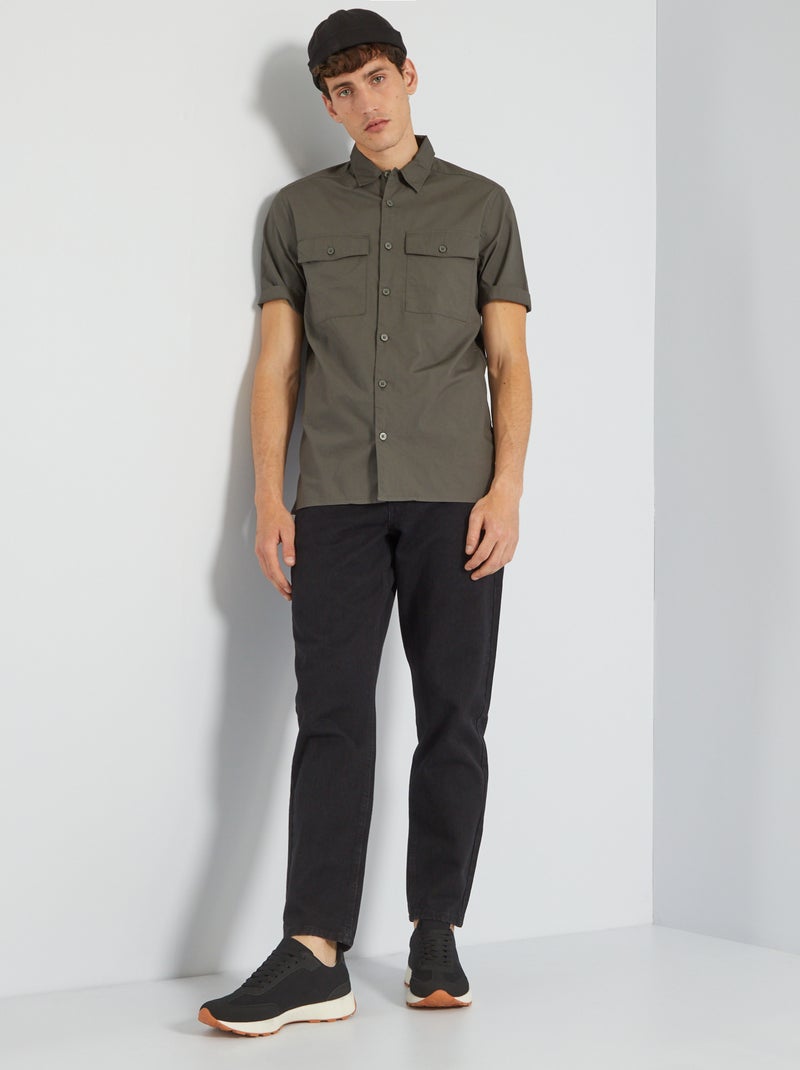 Camisa regular em popelina CAQUI - Kiabi