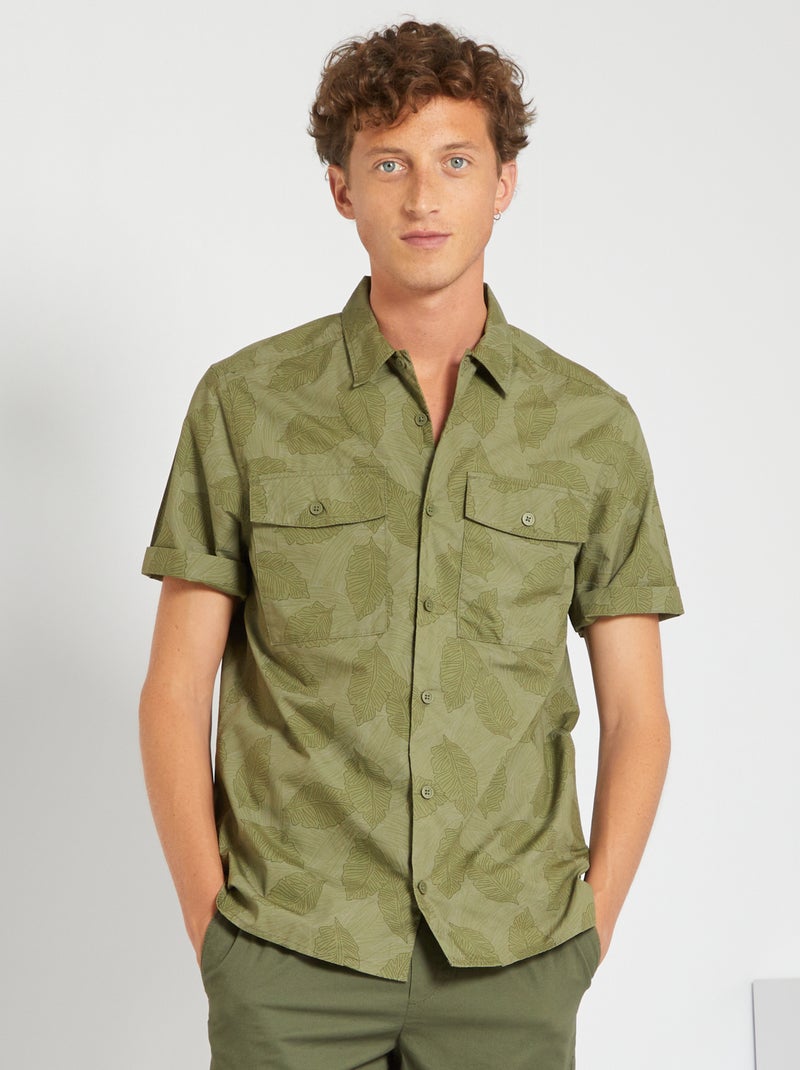Camisa regular em popelina CAQUI - Kiabi