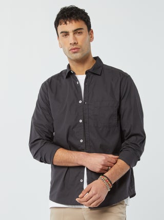 Camisa regular em popelina