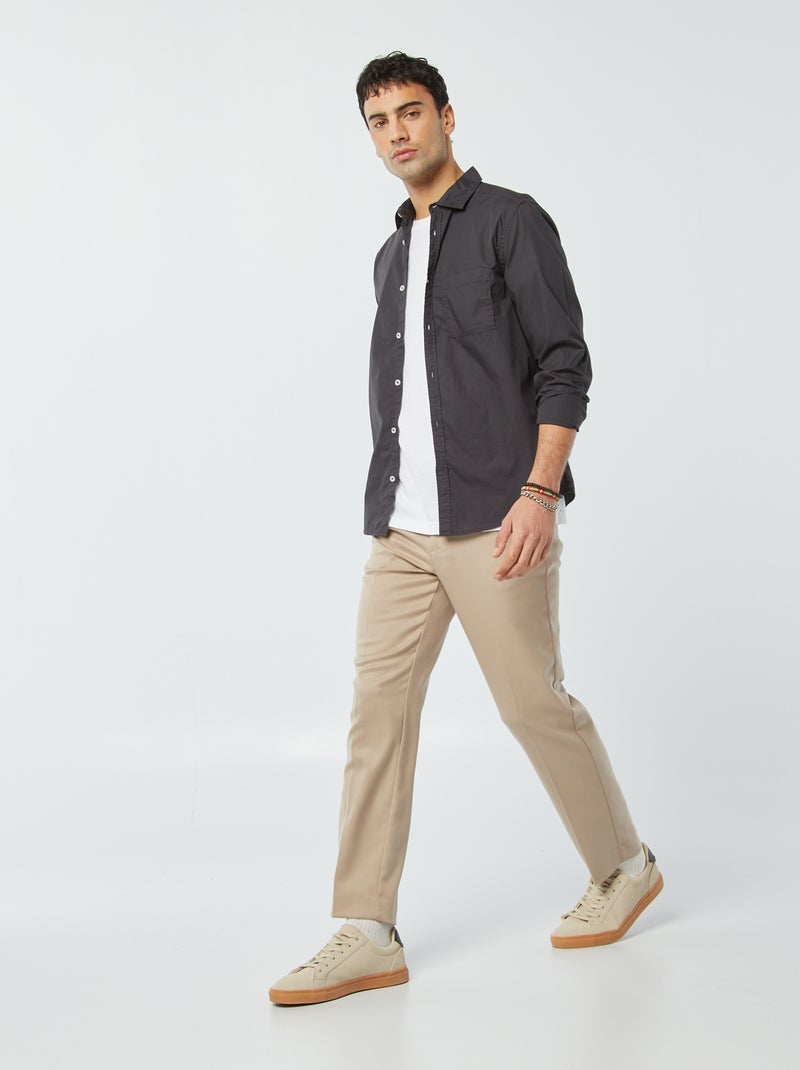 Camisa regular em popelina PRETO - Kiabi
