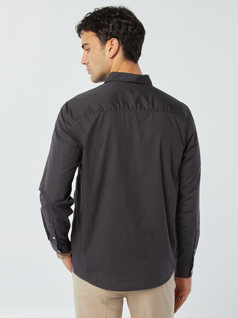Camisa regular em popelina PRETO - Kiabi