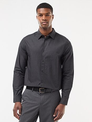 Camisa regular em tecido dobby de algodão