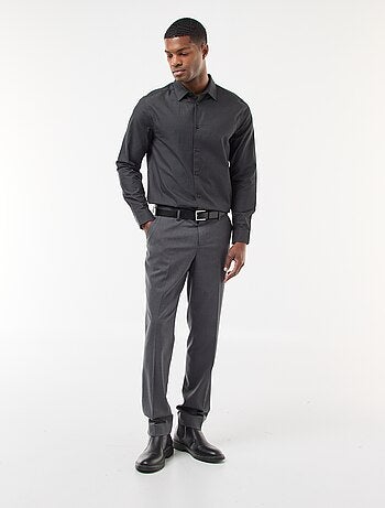 Camisa regular em tecido dobby de algodão