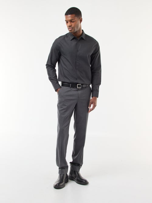 Camisa regular em tecido dobby de algodão - Kiabi