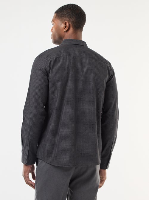 Camisa regular em tecido dobby de algodão - Kiabi