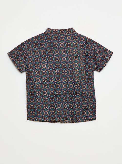 Camisa regular estilo wax em algodão - Kiabi