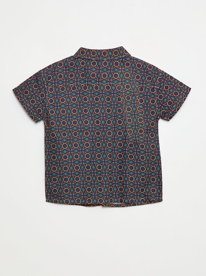 Camisa regular estilo wax em algodão Castanho - Kiabi