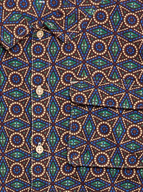 Camisa regular estilo wax em algodão - Kiabi