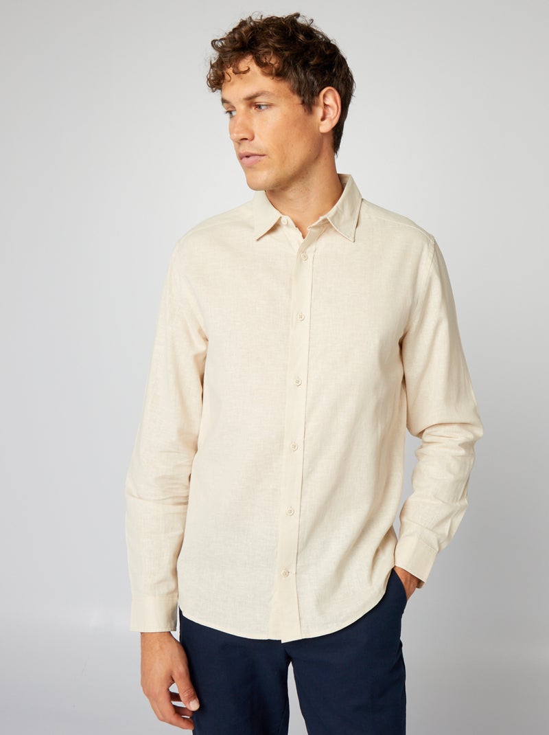 Camisa regular fit bege - Kiabi