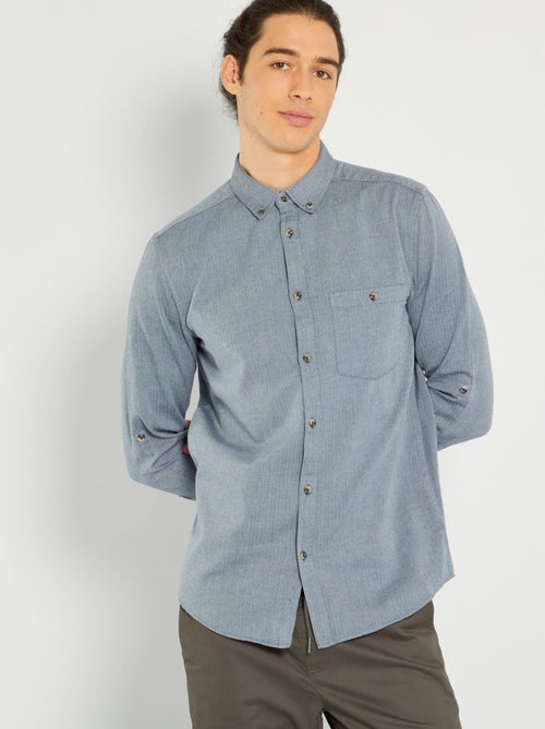 Camisa regular fit com padrão espinha de peixe - Kiabi