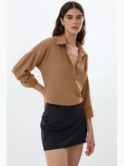 Camisa regular fit com toque de linho hiccup - Kiabi Camisa regular fit com toque de linho hiccup - Kiabi