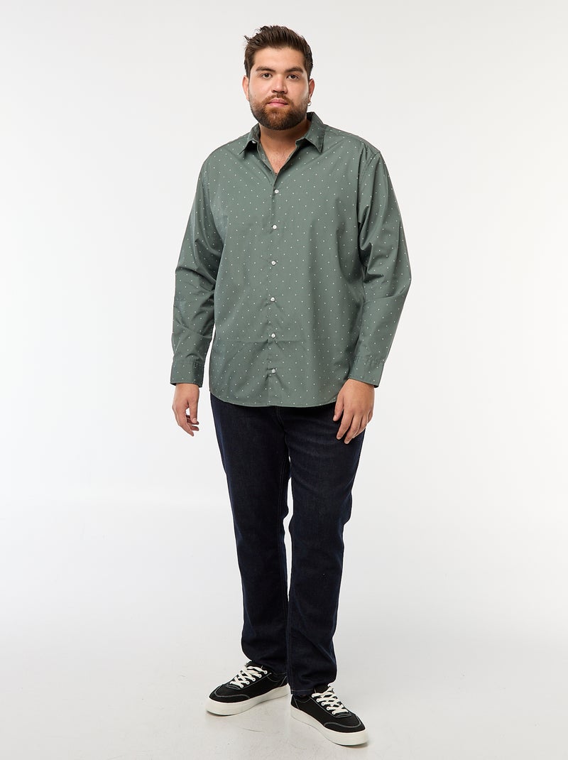 Camisa regular fit / corte direito com padrão Verde - Kiabi