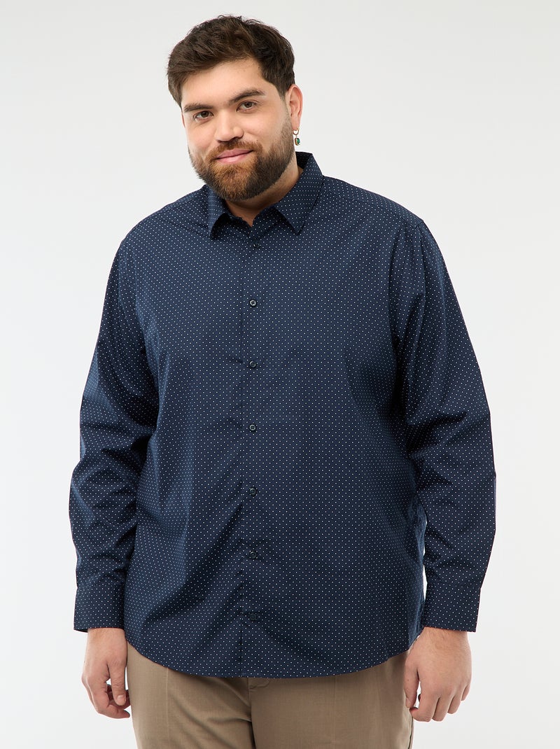 Camisa regular fit / corte reto com padrão Azul - Kiabi