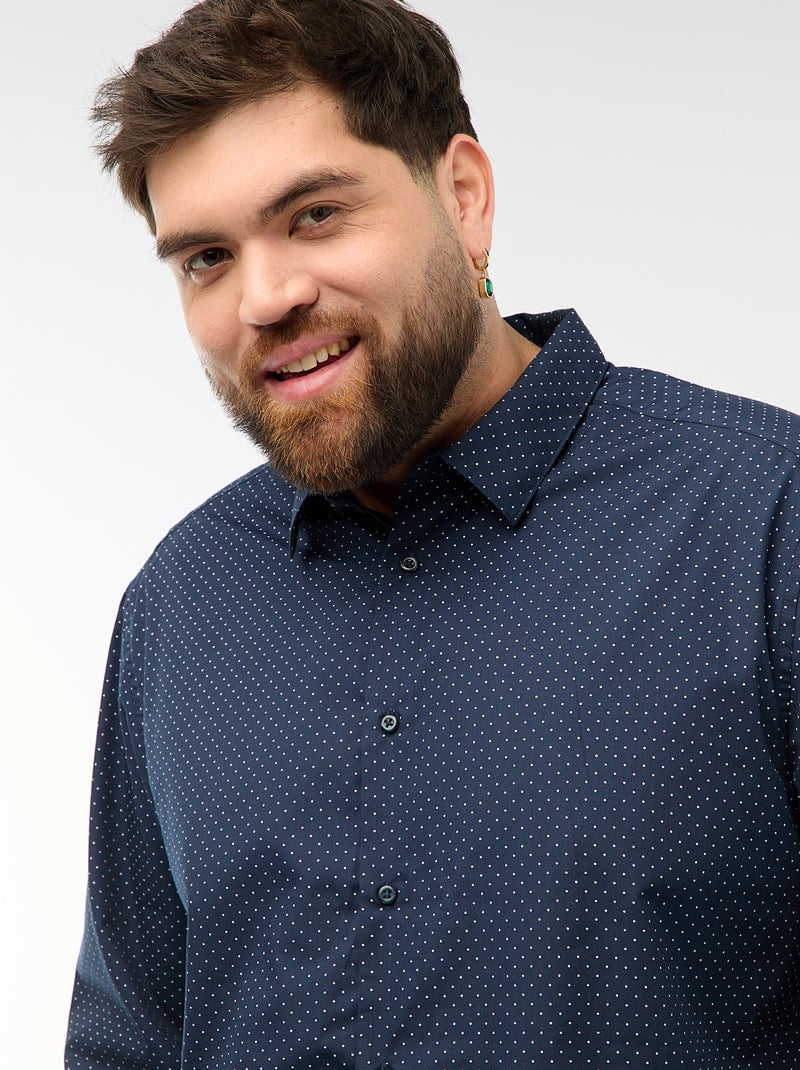 Camisa regular fit / corte reto com padrão Azul - Kiabi