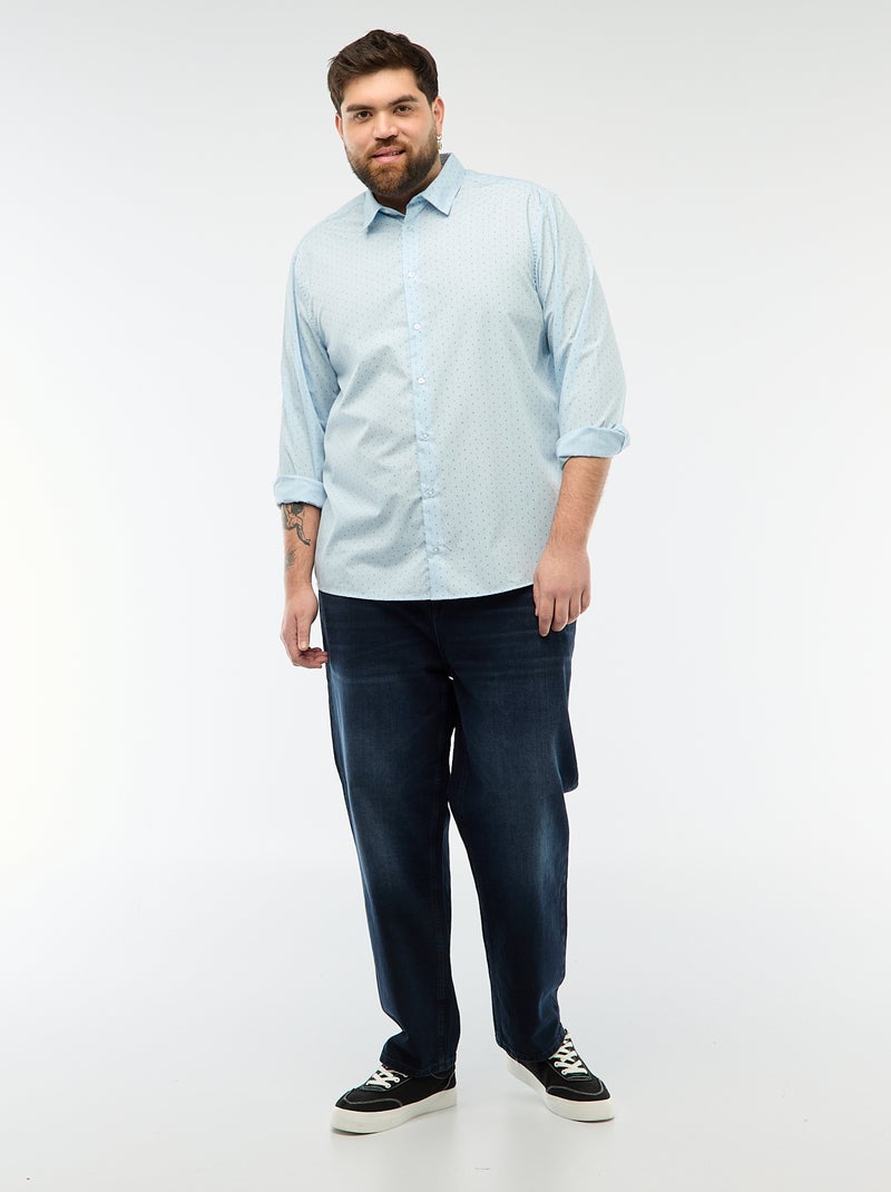 Camisa regular fit / corte reto com padrão Azul - Kiabi