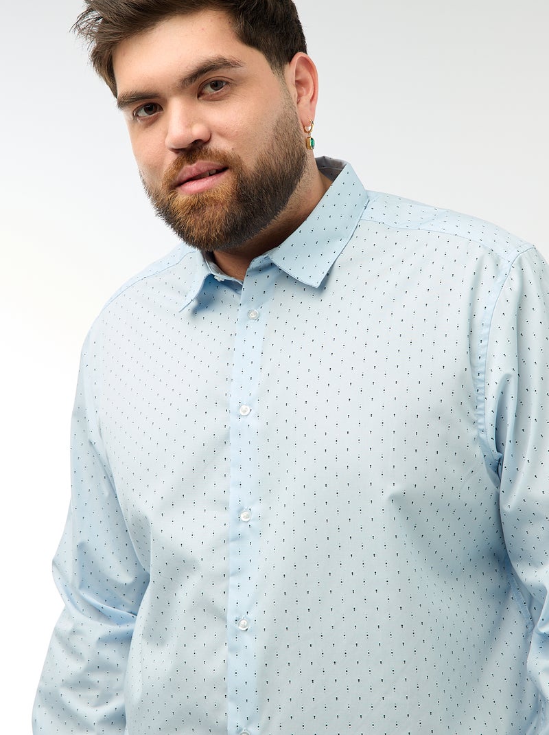 Camisa regular fit / corte reto com padrão Azul - Kiabi