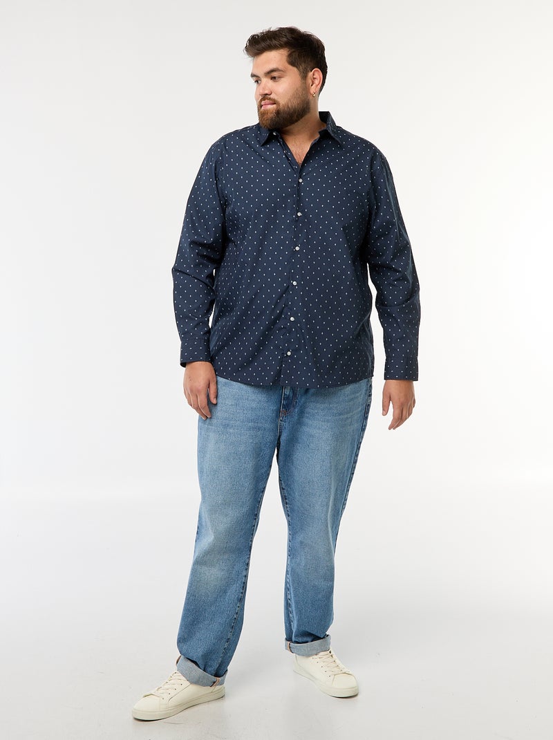 Camisa regular fit / corte reto com padrão Azul - Kiabi