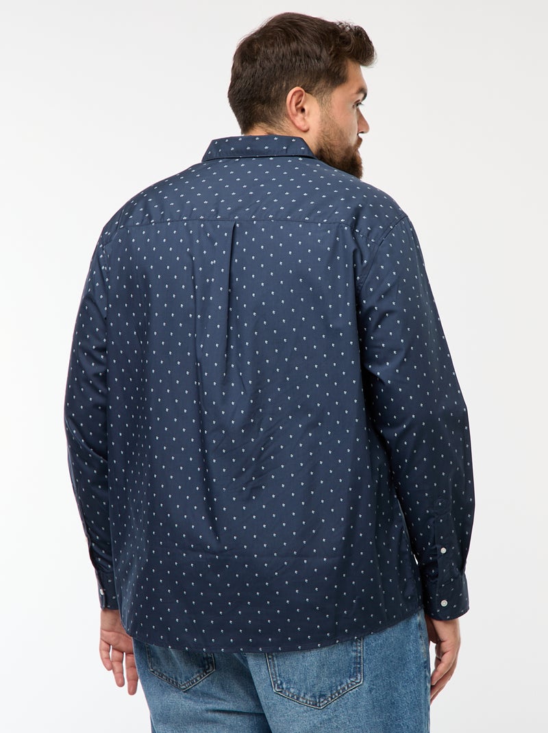 Camisa regular fit / corte reto com padrão Azul - Kiabi