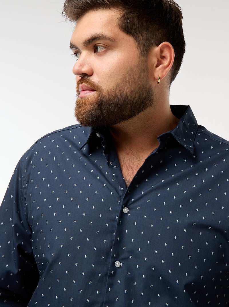 Camisa regular fit / corte reto com padrão Azul - Kiabi