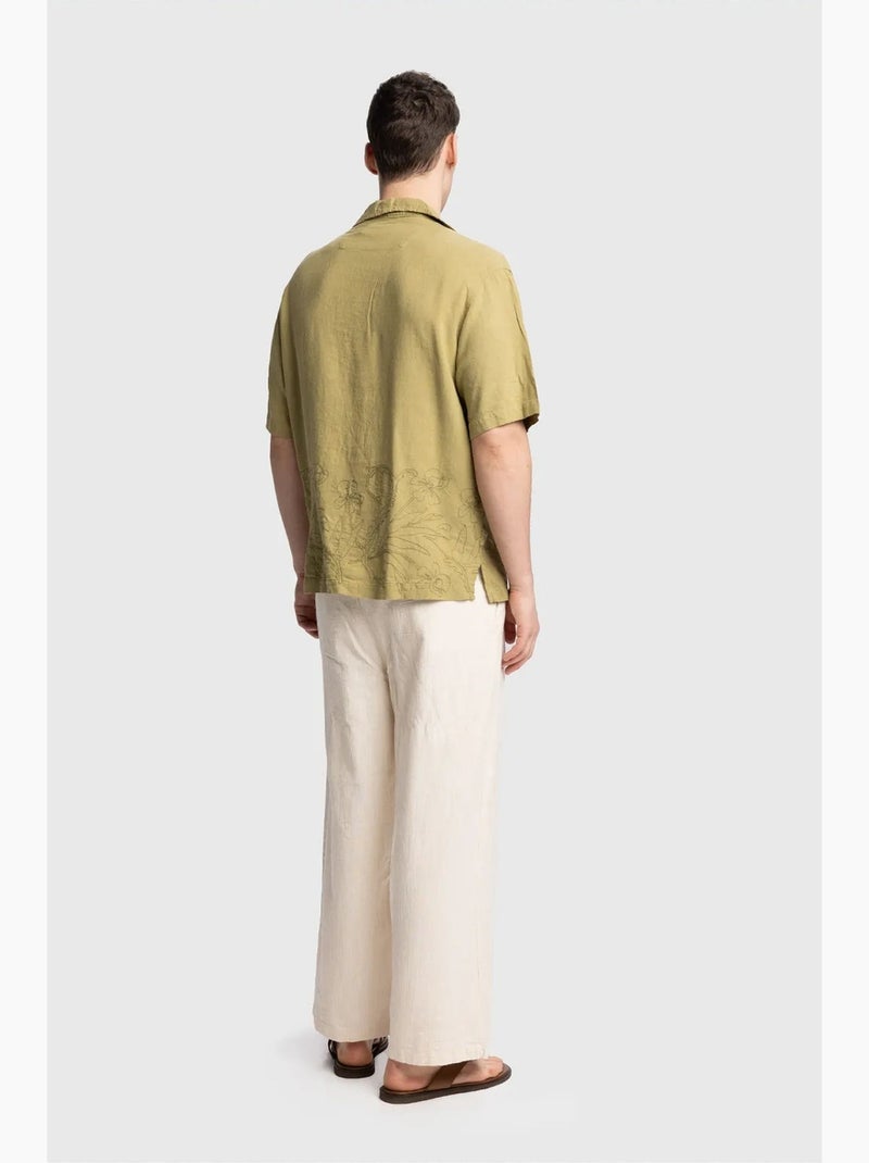 Camisa regular fit de manga curta giesto Cáqui - Kiabi