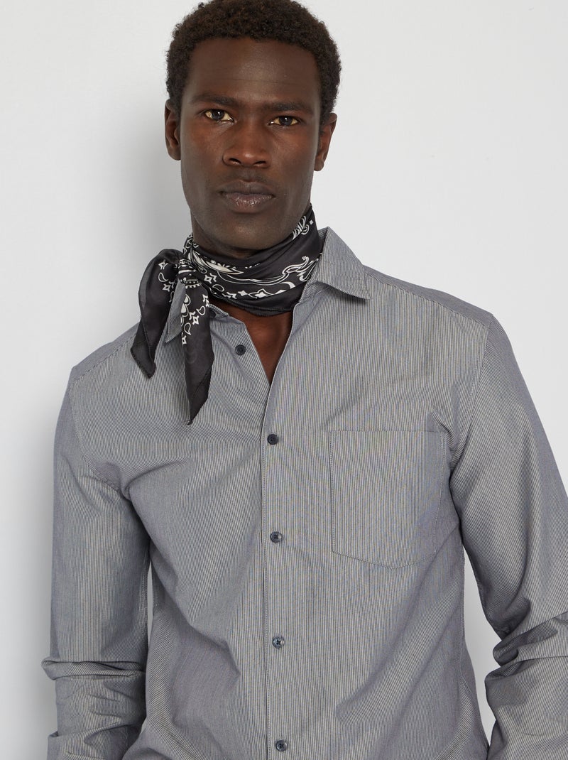 Camisa regular microrriscas BRANCO - Kiabi