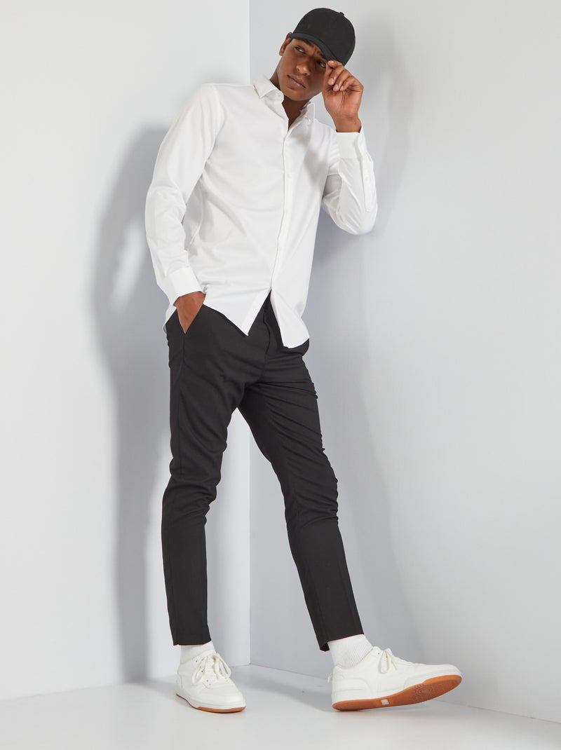 Camisa regular 'não precisa de passar a ferro' Branco - Kiabi