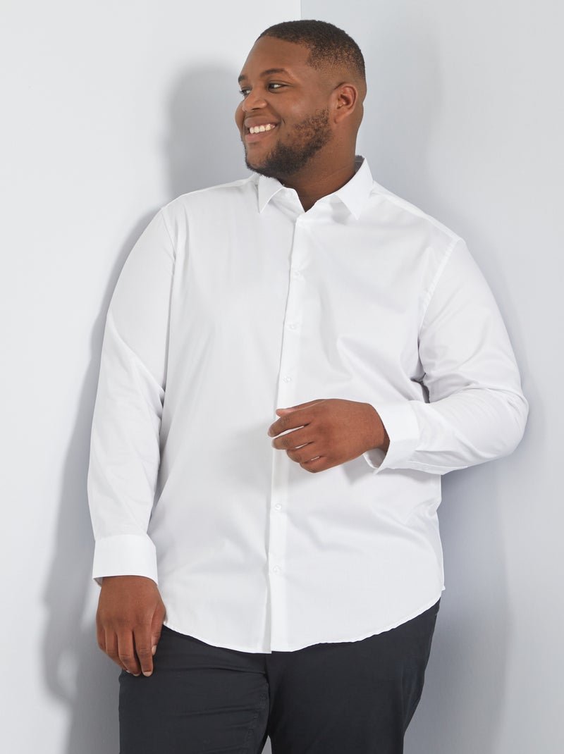 Camisa regular 'não precisa de passar a ferro' Branco - Kiabi