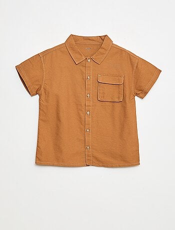 Camisa regular oxford em algodão liso