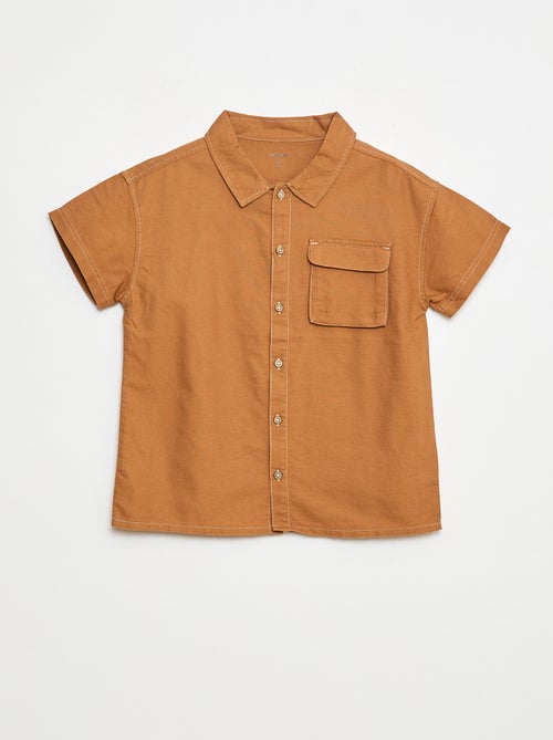 Camisa regular oxford em algodão liso - Kiabi