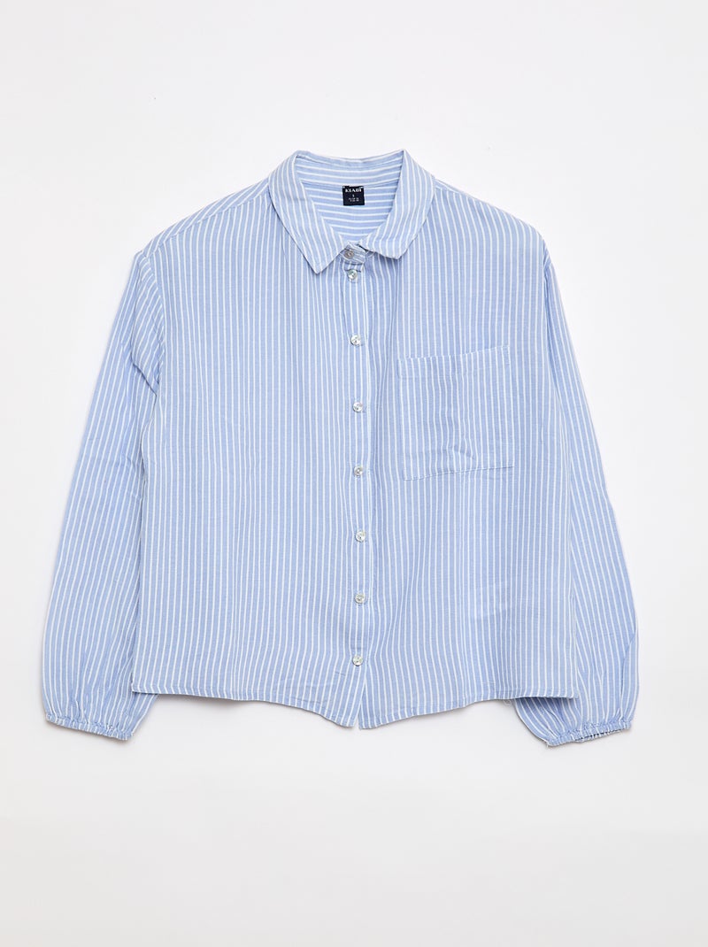 Camisa reta às riscas - Fácil de Vestir Azul - Kiabi