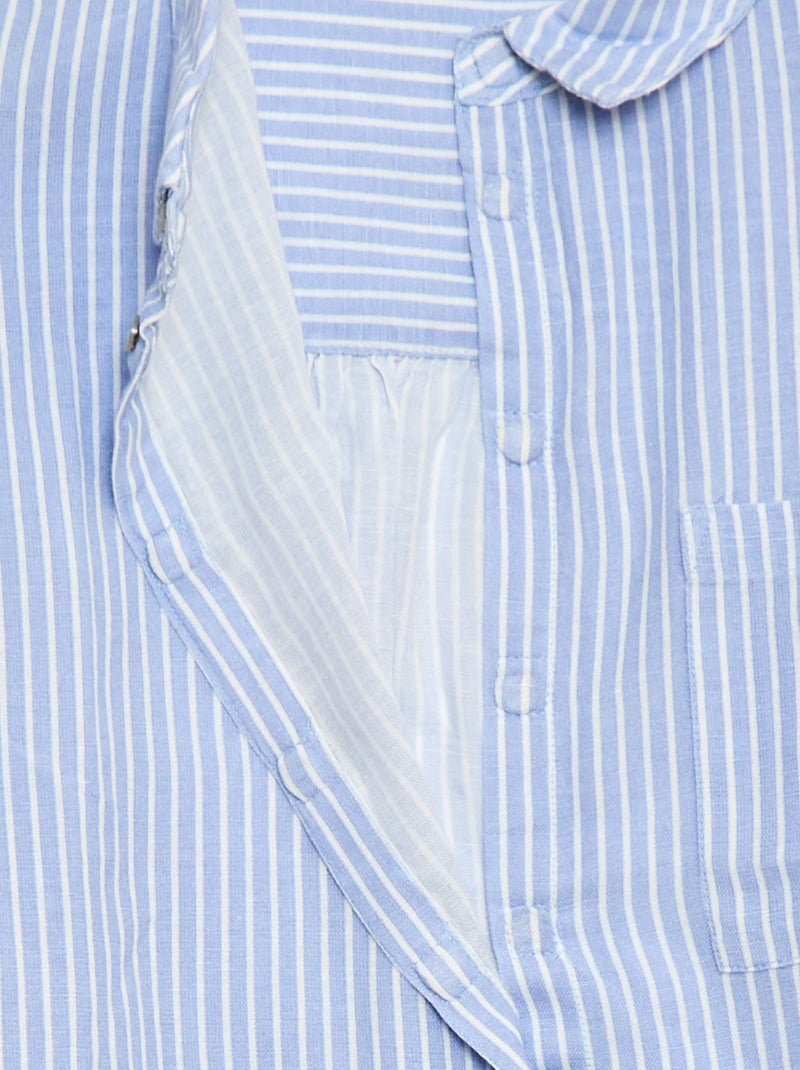 Camisa reta às riscas - Fácil de Vestir Azul - Kiabi