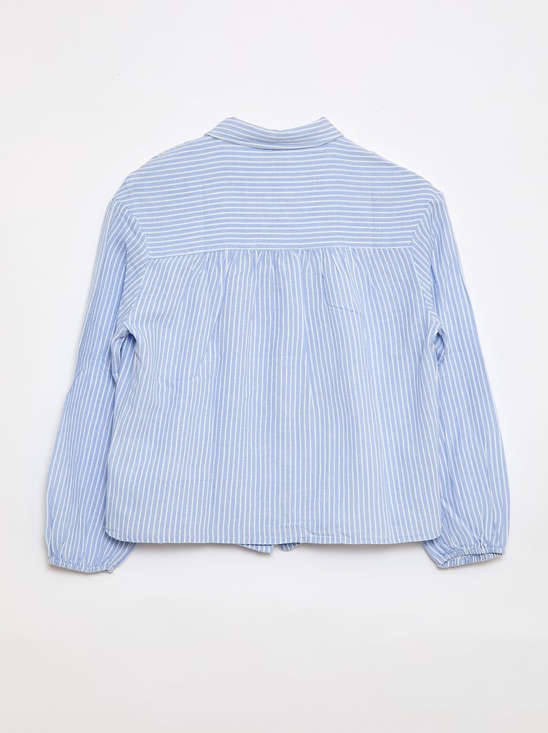 Camisa reta às riscas - Fácil de Vestir Azul - Kiabi
