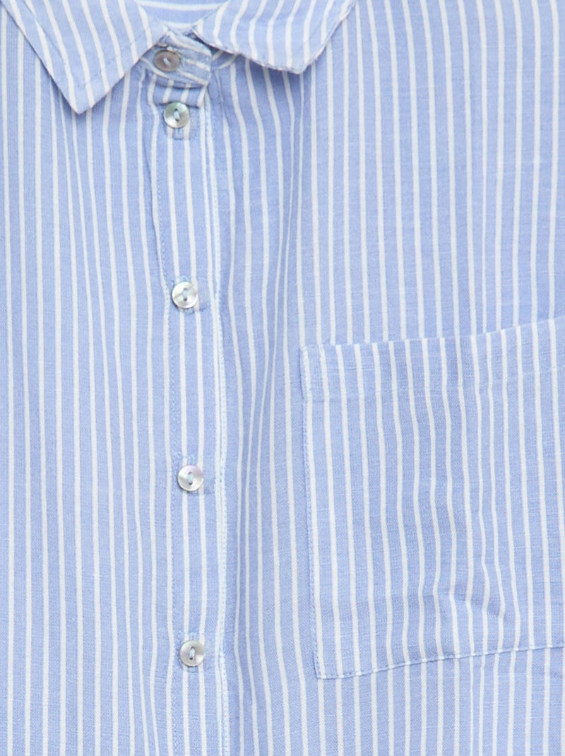 Camisa reta às riscas - Fácil de Vestir Azul - Kiabi