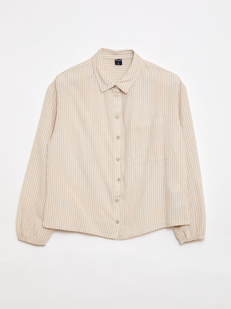 Camisa reta às riscas - Fácil de Vestir Bege - Kiabi