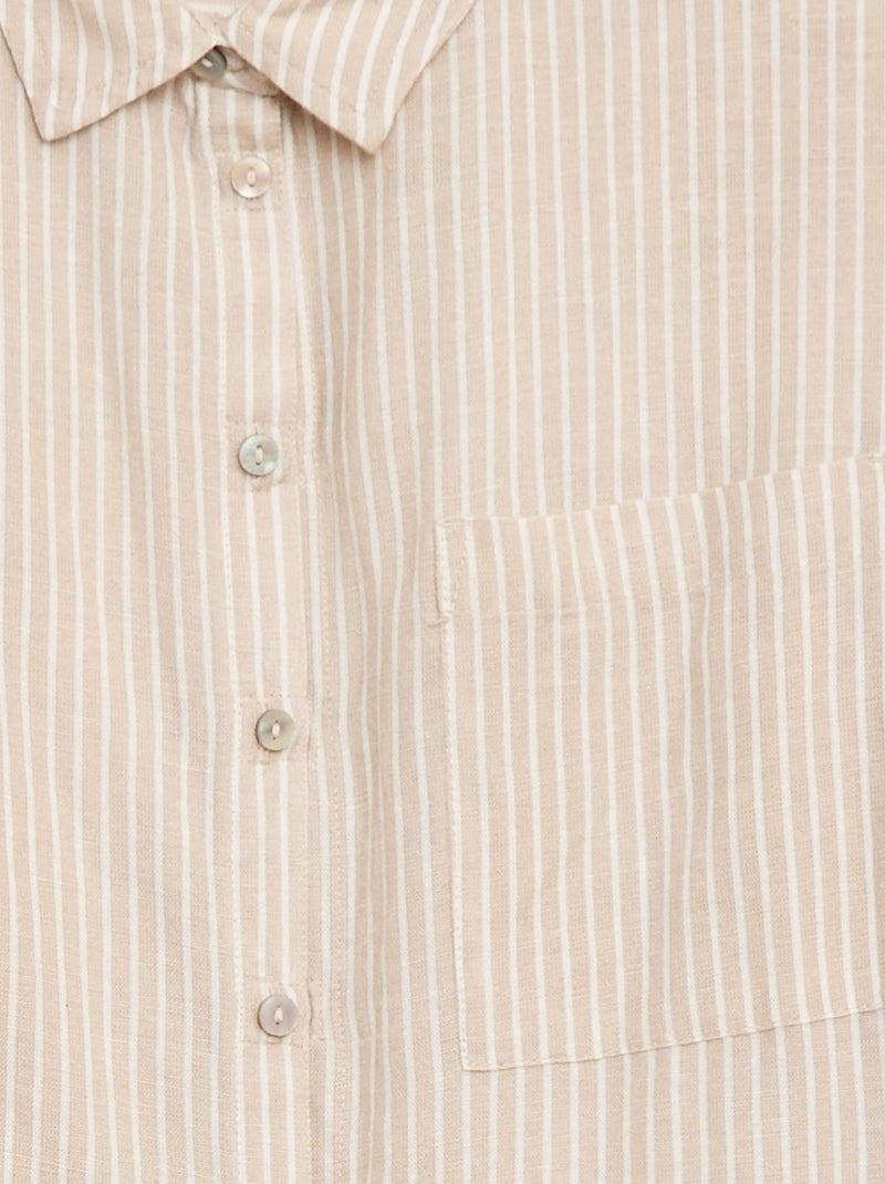 Camisa reta às riscas - Fácil de Vestir Bege - Kiabi