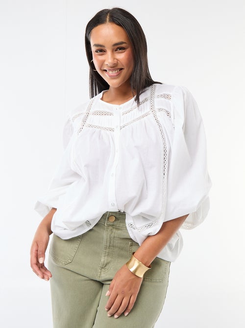 Camisa Romântica em Algodão - Kiabi