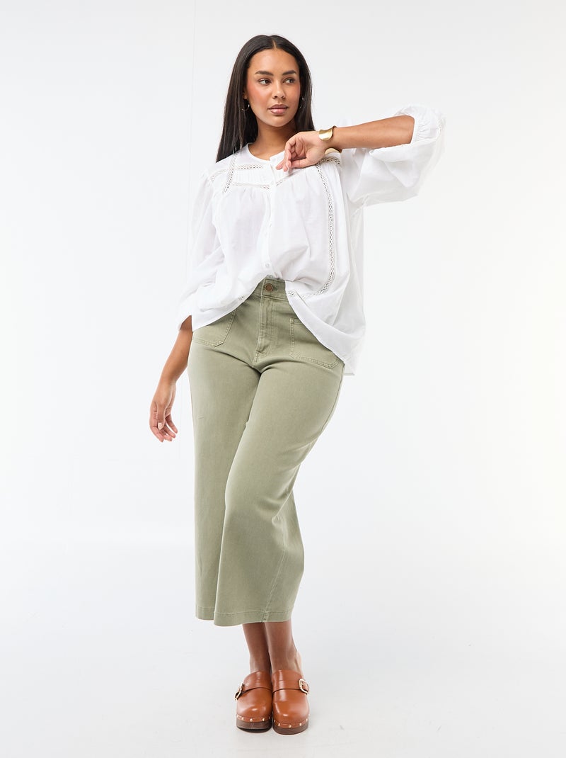 Camisa Romântica em Algodão Branco - Kiabi