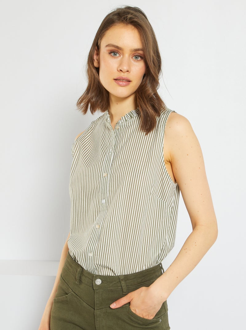 Camisa sem mangas a ponto cheio VERDE - Kiabi