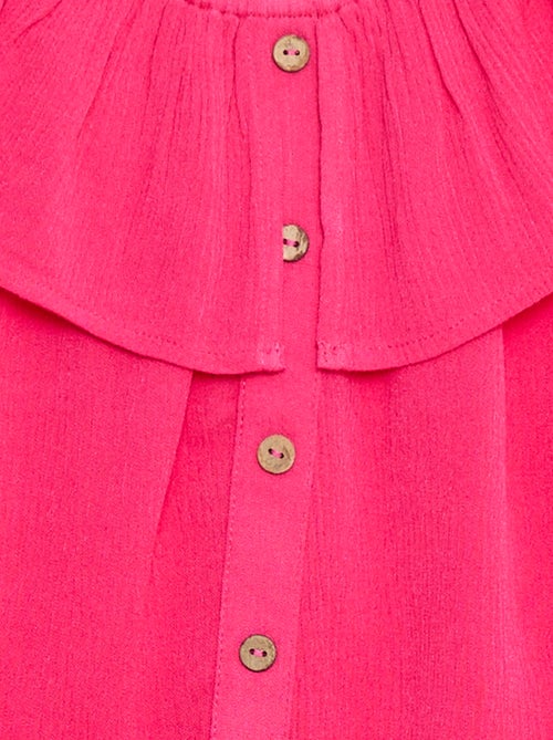 Camisa Sem Mangas Abotoada com Folhos - Kiabi