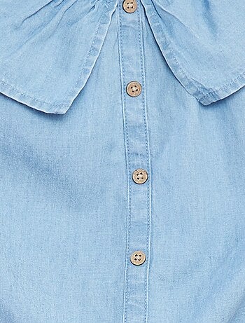 Camisa sem mangas com gola com folhos
