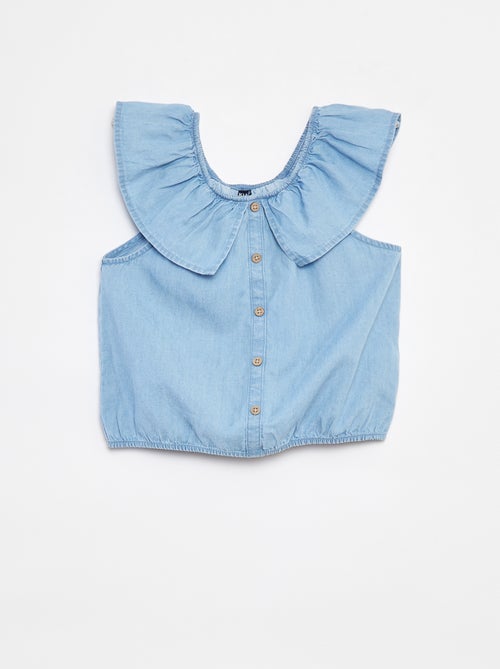 Camisa sem mangas com gola com folhos - Kiabi