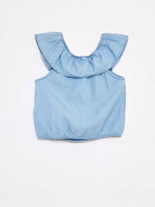 Camisa sem mangas com gola com folhos - Kiabi