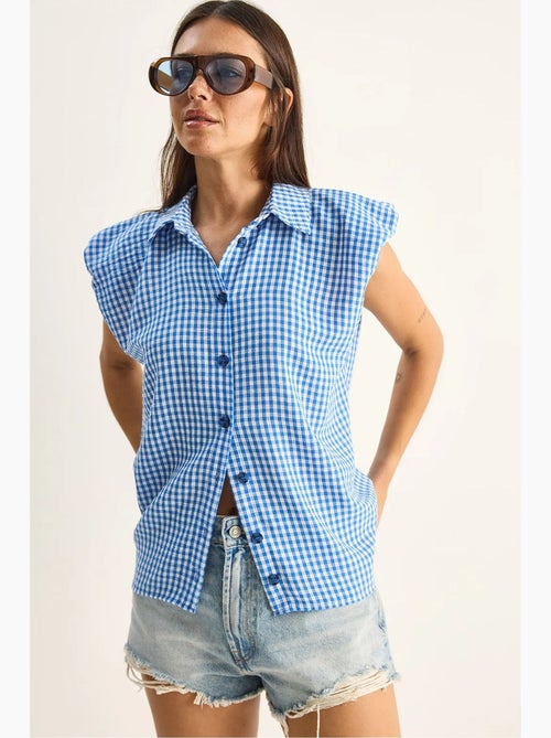 Camisa sem mangas de algodão xadrez vichy lucci - Kiabi