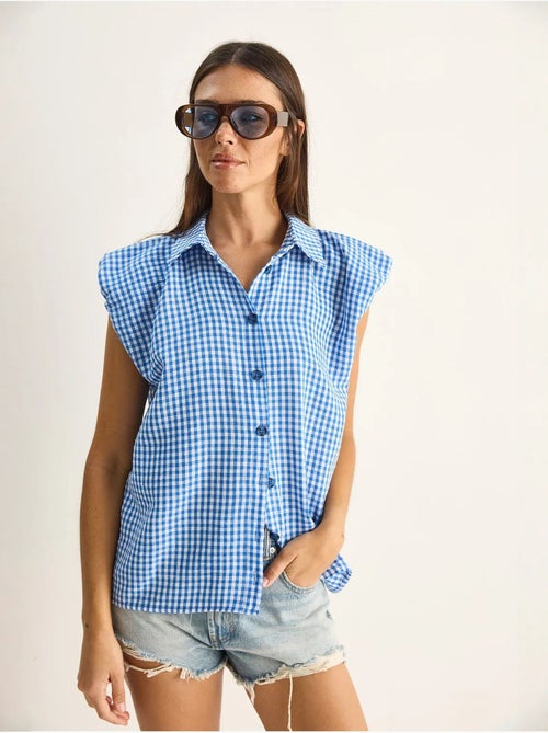 Camisa sem mangas de algodão xadrez vichy lucci - Kiabi