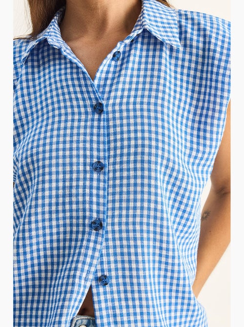 Camisa sem mangas de algodão xadrez vichy lucci - Kiabi