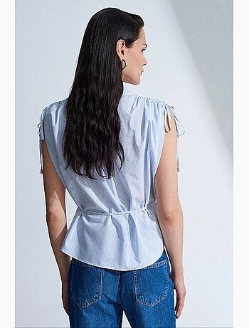 Camisa sem mangas em popelina de algodão às riscas dilvin