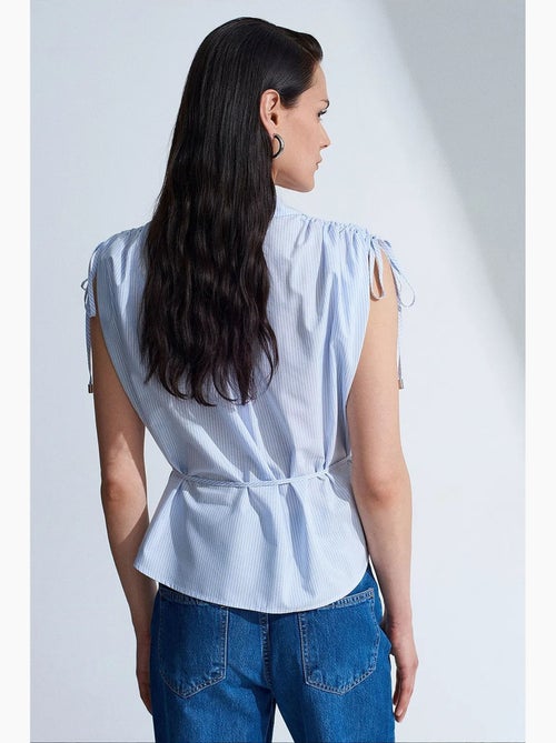 Camisa sem mangas em popelina de algodão às riscas dilvin - Kiabi Camisa sem mangas em popelina de algodão às riscas dilvin - Kiabi