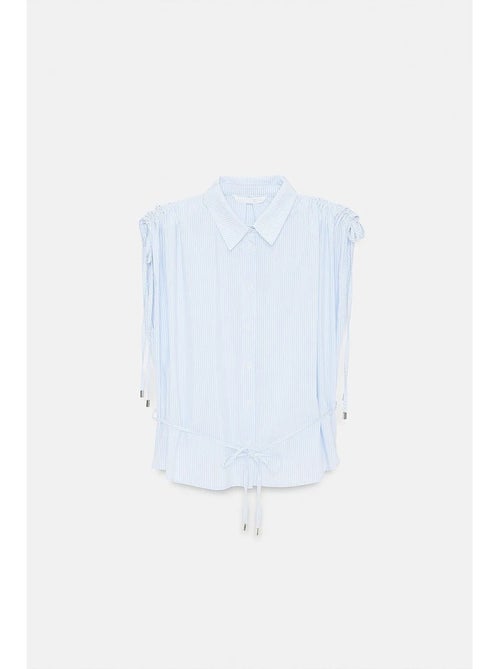 Camisa sem mangas em popelina de algodão às riscas dilvin - Kiabi Camisa sem mangas em popelina de algodão às riscas dilvin - Kiabi